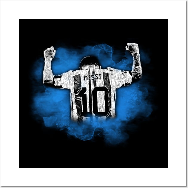 messi watercolor blue Wall Art by Punk Fashion